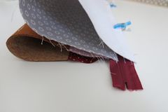 Sew pencil case: put fabrics on top of each other