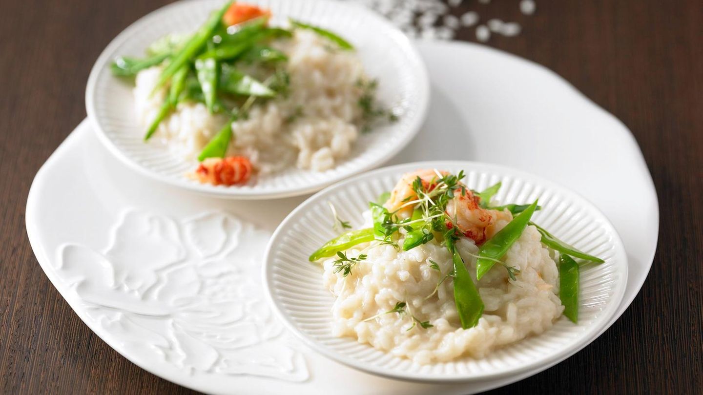 Zuckererbsen-Risotto mit Wasabi-Butter | BRIGITTE.de