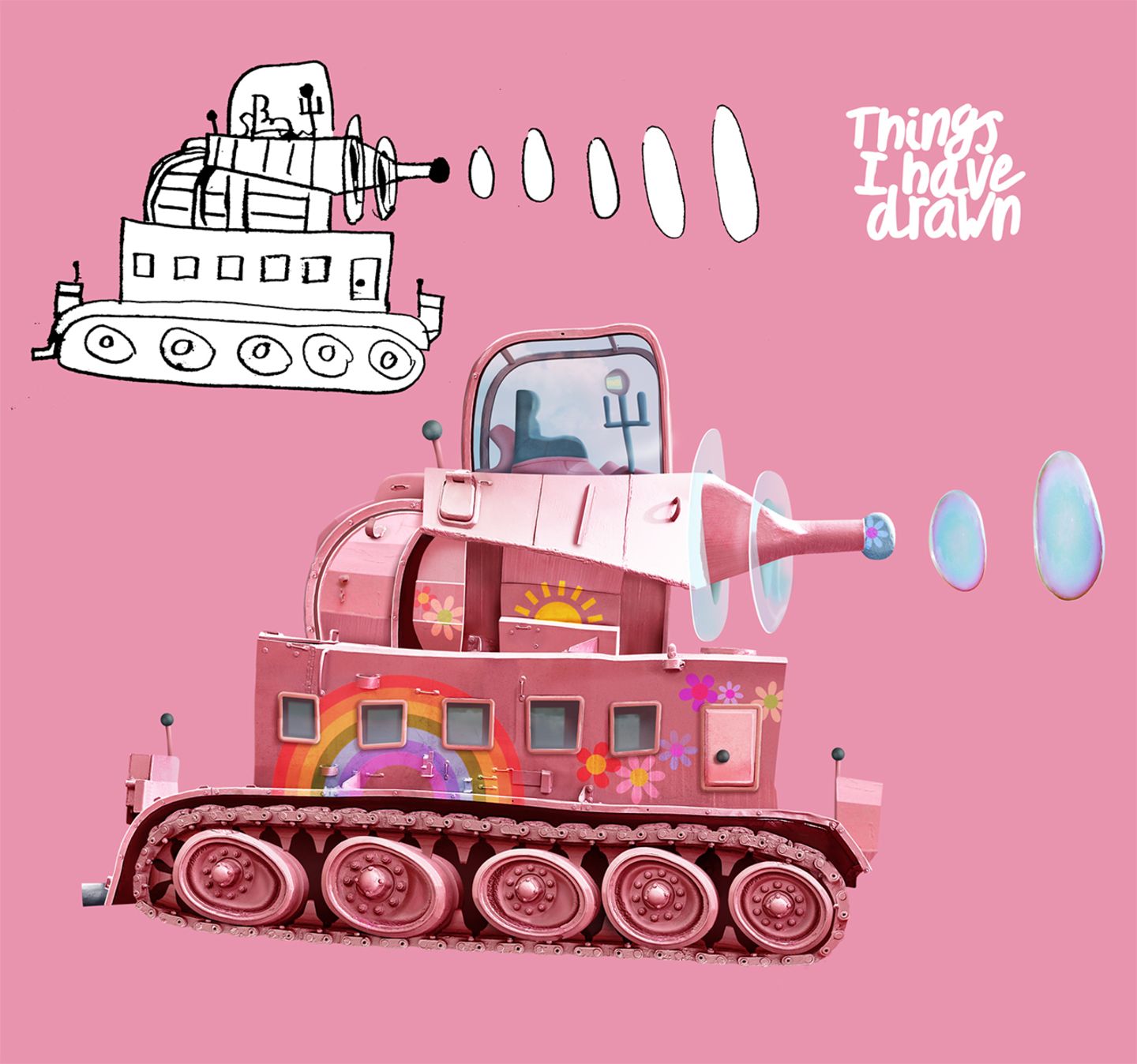 Kinderzeichnungen in der Realität: ein Panzer