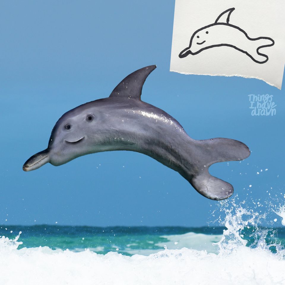 Kinderzeichnungen in der Realität: ein Delfin