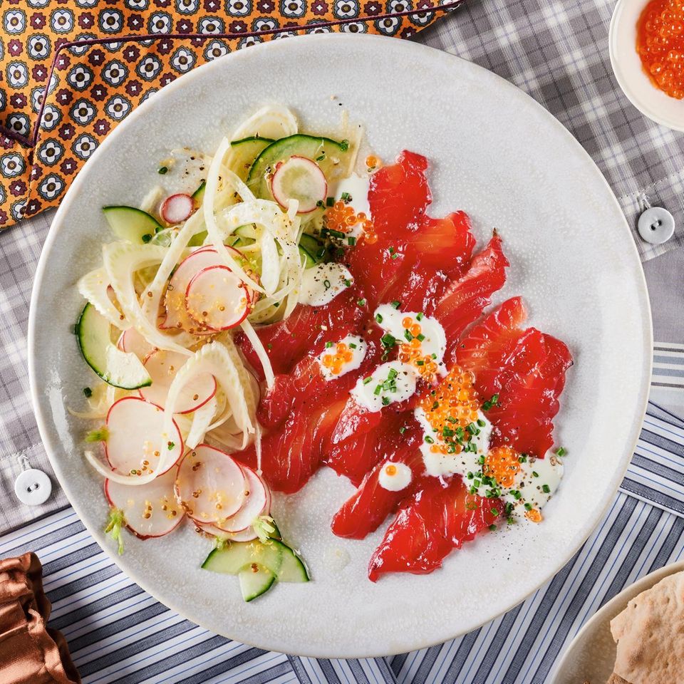 Gebeizter Gewurzlachs Mit Radieschen Salat Brigitte De