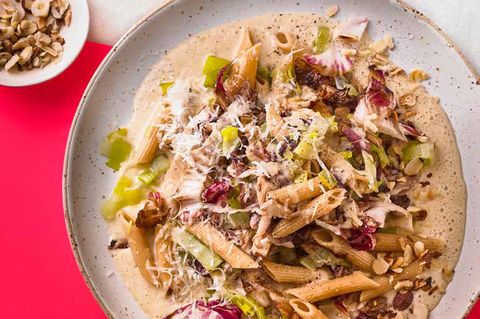 Radicchio-Porree-Nudeln