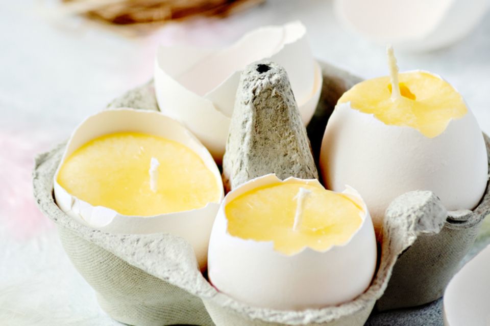Recycle candle scraps - Easter egg candles