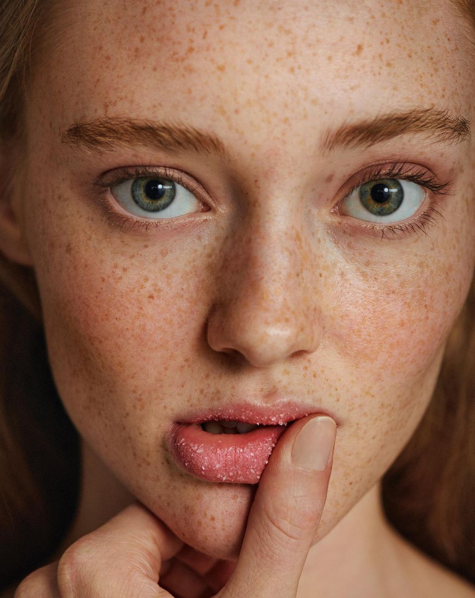 Kussmund gefällig?: Model mit Zucker auf den Lippen