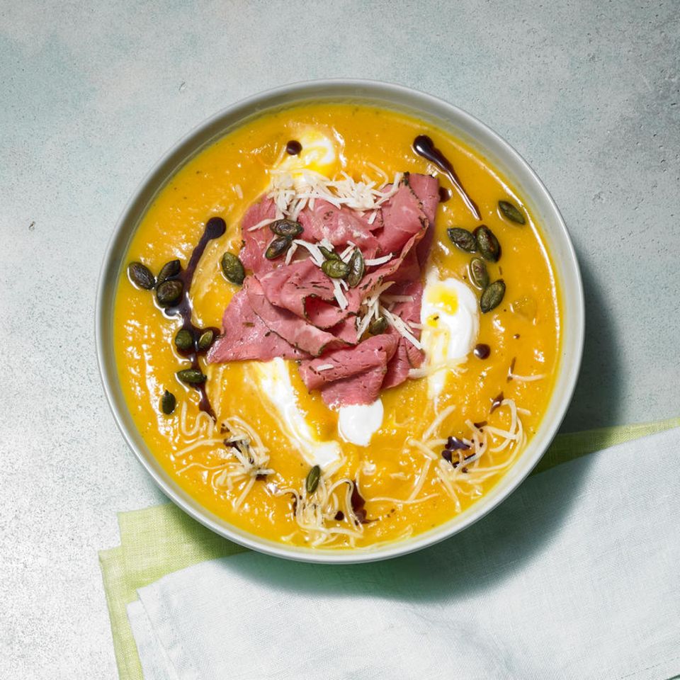 Kürbissuppe mit Pastrami