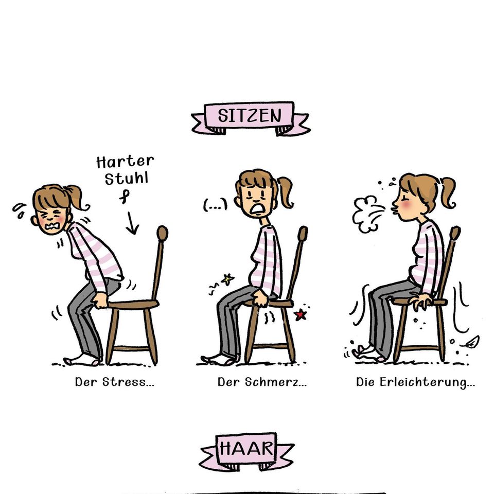 Mütter Comic: Frau sitzt auf Stuhl