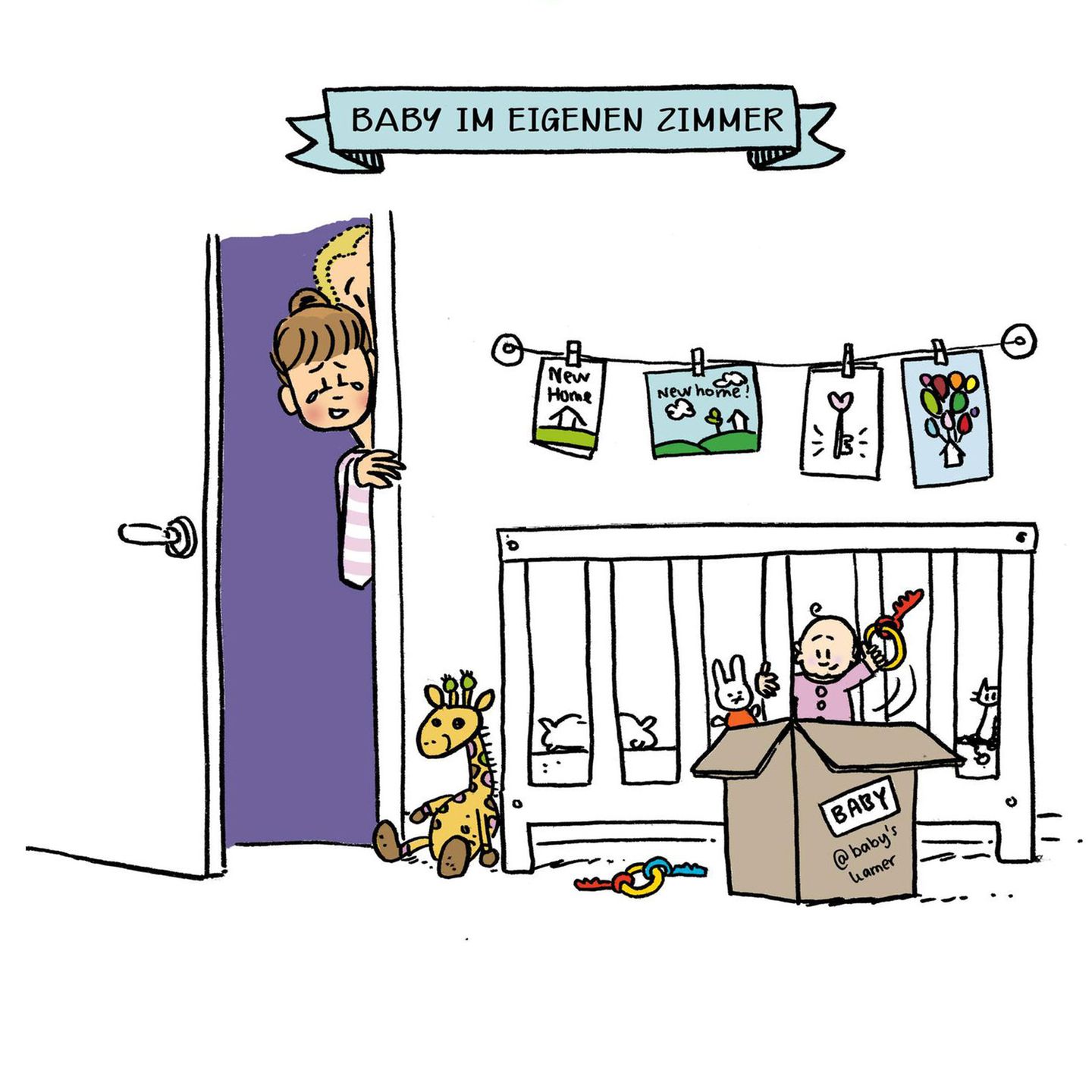 Mütter Comics: Baby im Kinderbett