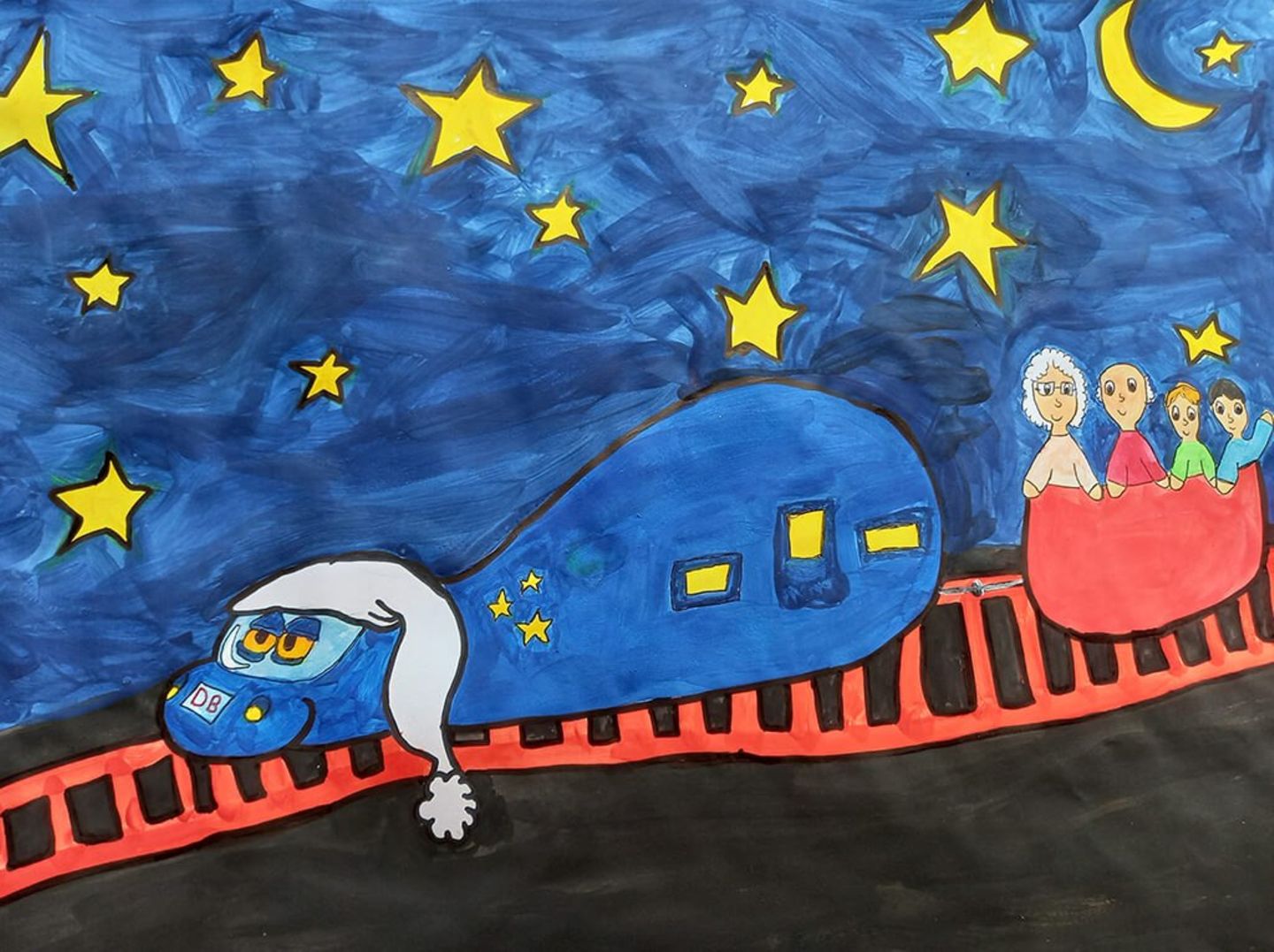 Kinder malen: Mit der Familie im Nachtzug