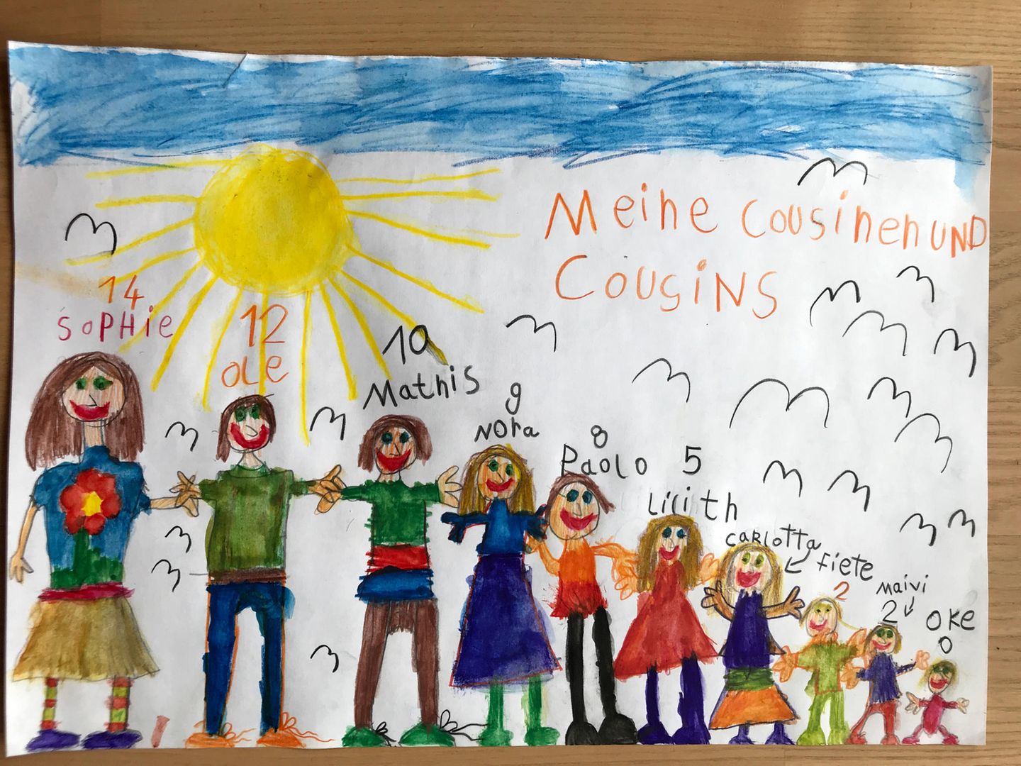 Kinder malen: Treffen mit den Cousins