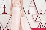 In einer schulterfreien Robe mit Cut-Outs und Schleppe von Gucci verzaubert Vanessa Kirby bei den Oscars 2021.
