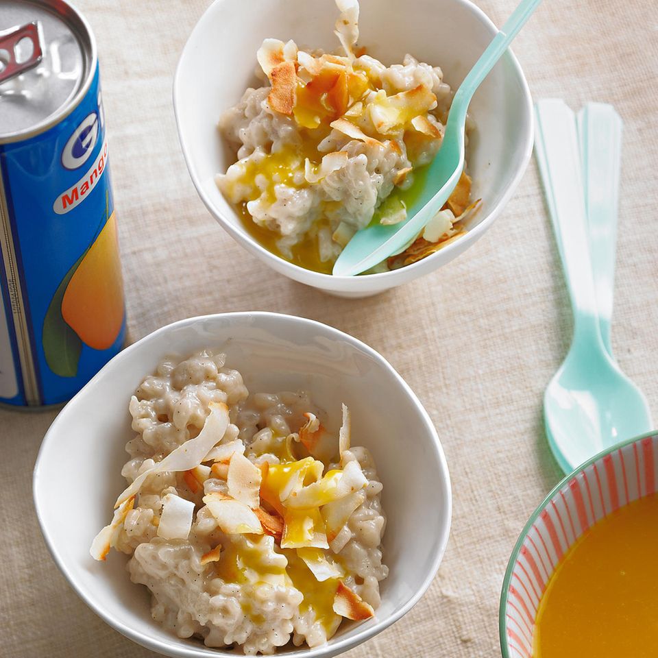 Familienküche: Kokosmilchreis mit Mangosoße