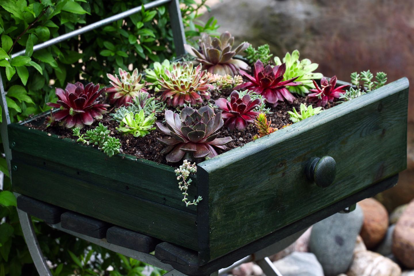 Upcycling Ideen Garten: Pflanzkübel aus alter Kommode