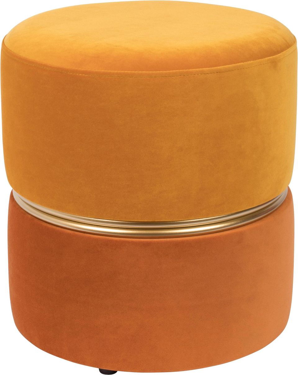 Nischenprodukt Flur einrichten: Samthocker in orange.