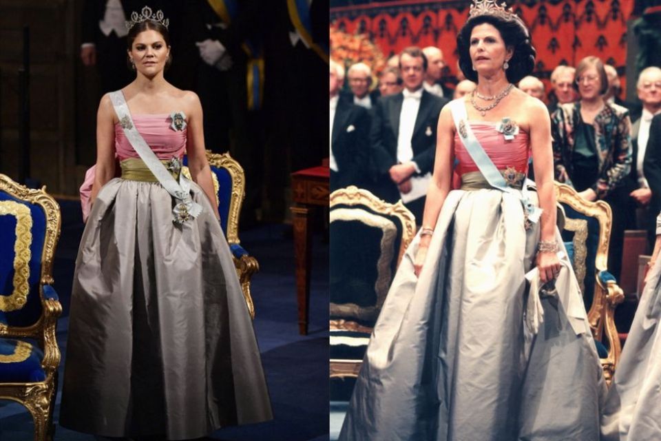 Beim Nobelpries 2018 überraschte Victoria mit ihrer Kleiderwahl: Sie verließ sich auf Königin Silvias Geschmack und wählte eine Robe aus dem Schrank ihrer Mutter.