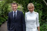 Die Macron erscheinen zum Cocktailempfang des G7-Gipfels