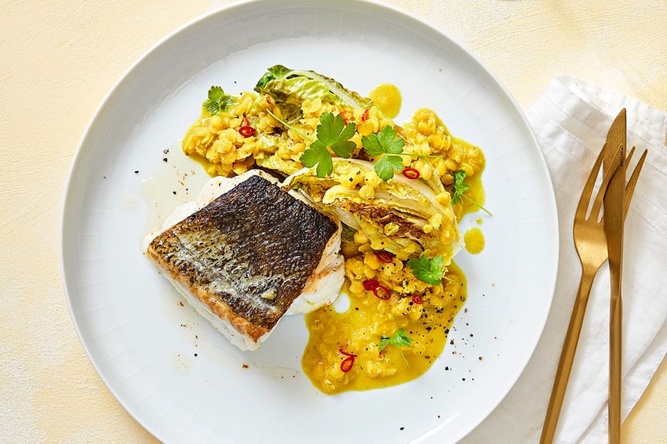 Kabeljau mit Linsen-Kokos-Salat Kabeljau mit Linsen-Kokos-Salat