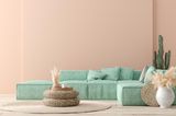 Wohntrend 2021 Terracotta mit mintgrünem Sofa