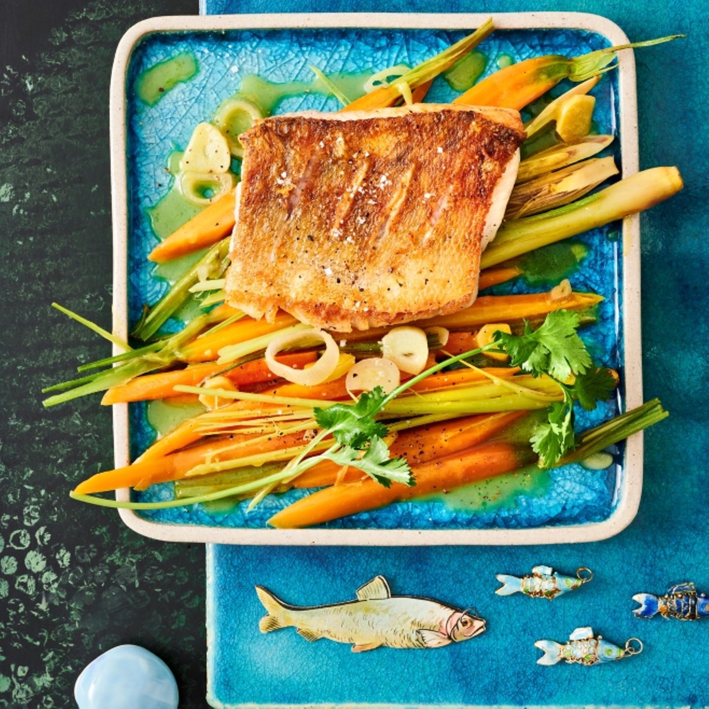 Zanderfilet auf Karottengemüse