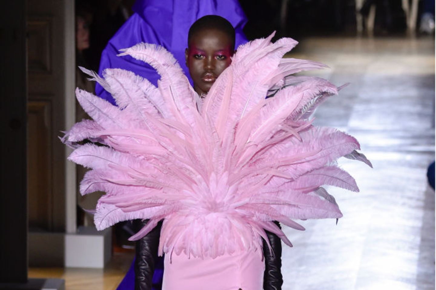 Three ways to follow the feather trend this winter: Adut Akech in plumage