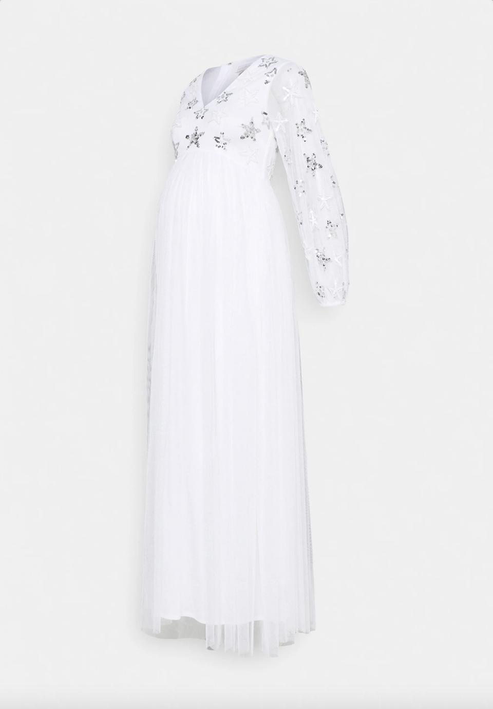 Wer es etwas ausgefallener mag, findet bei diesem Kleid mit glamourösen Sternchen-Details definitiv sein Glück. Von Maya Deluxe, ca. 130 Euro.