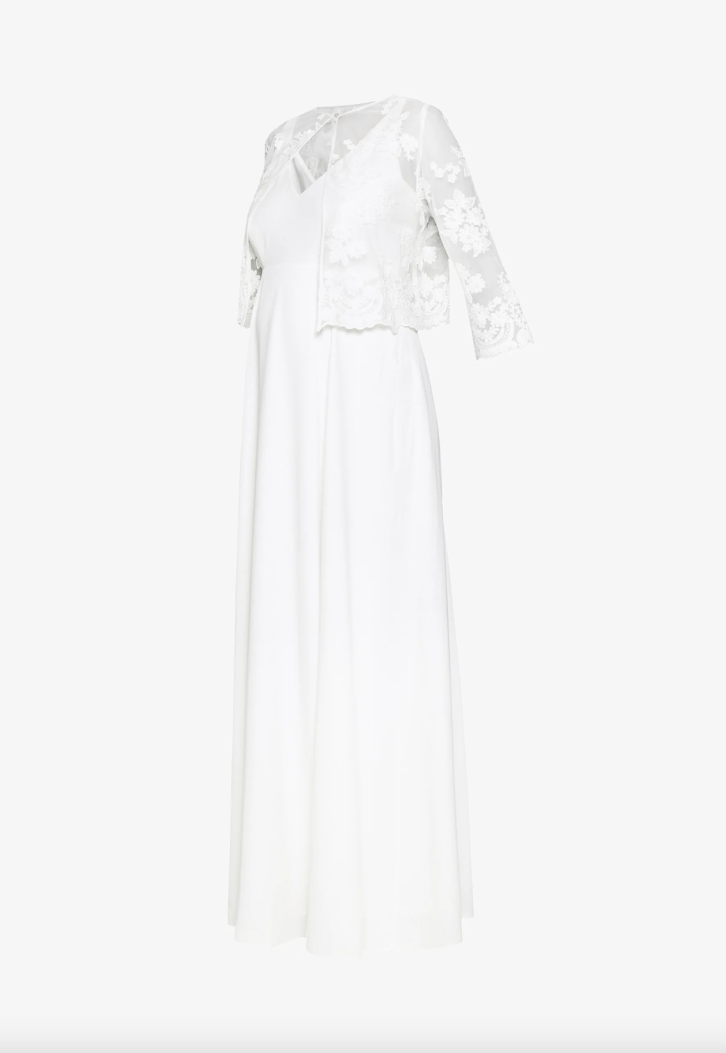 Dieses Kleid überzeugt mit schlichtem Schnitt und romantischer Bolerojacke. Von Seraphine, ca. 660 Euro.