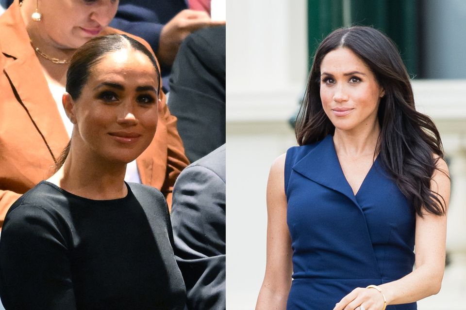 Meghan's brow furrows in direct comparison.