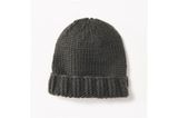 Mütze mit Bund stricken: eine Mütze aus dunkler Wolle