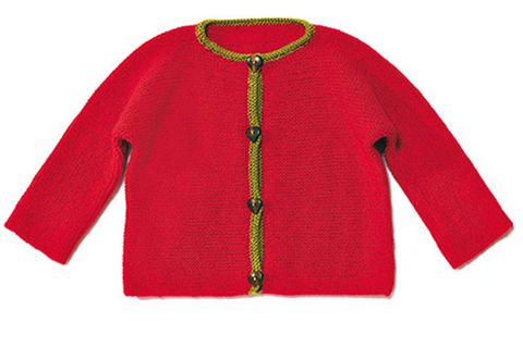 Trachtenjacke für Kinder stricken: eine rote Trachtenjacke