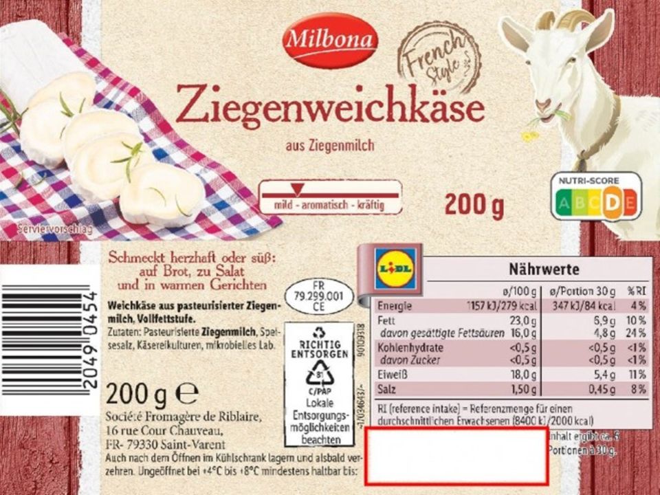 Käse-Rückruf: Milbona Ziegenweich-Käse