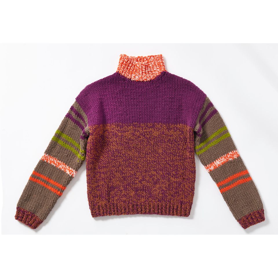 Pullover mit Streifenärmeln stricken: Strickpullover