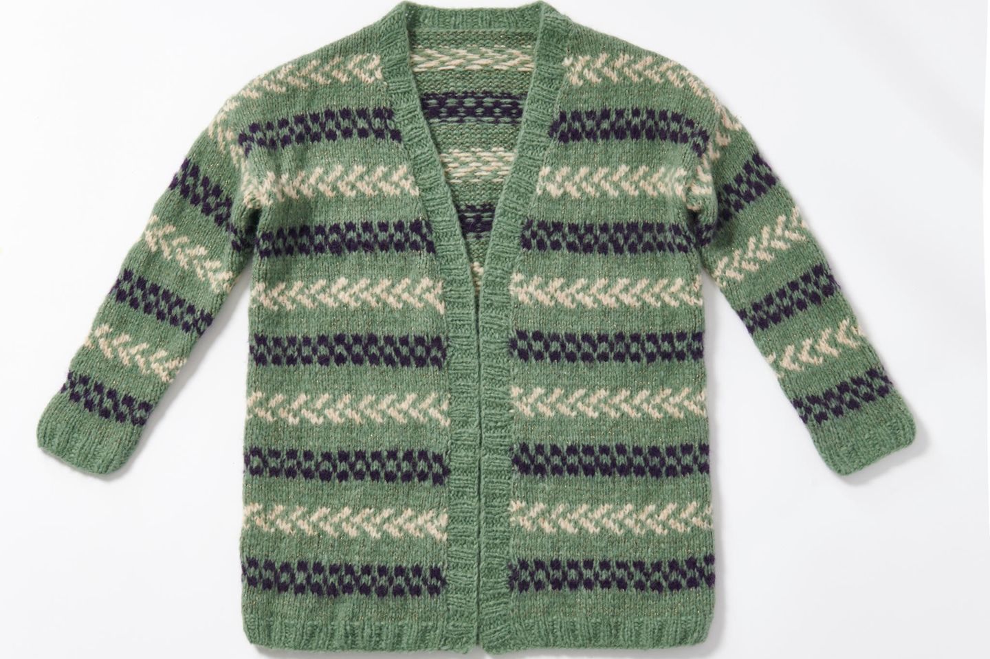 Norweger-Jacke stricken: grüne Strickjacke