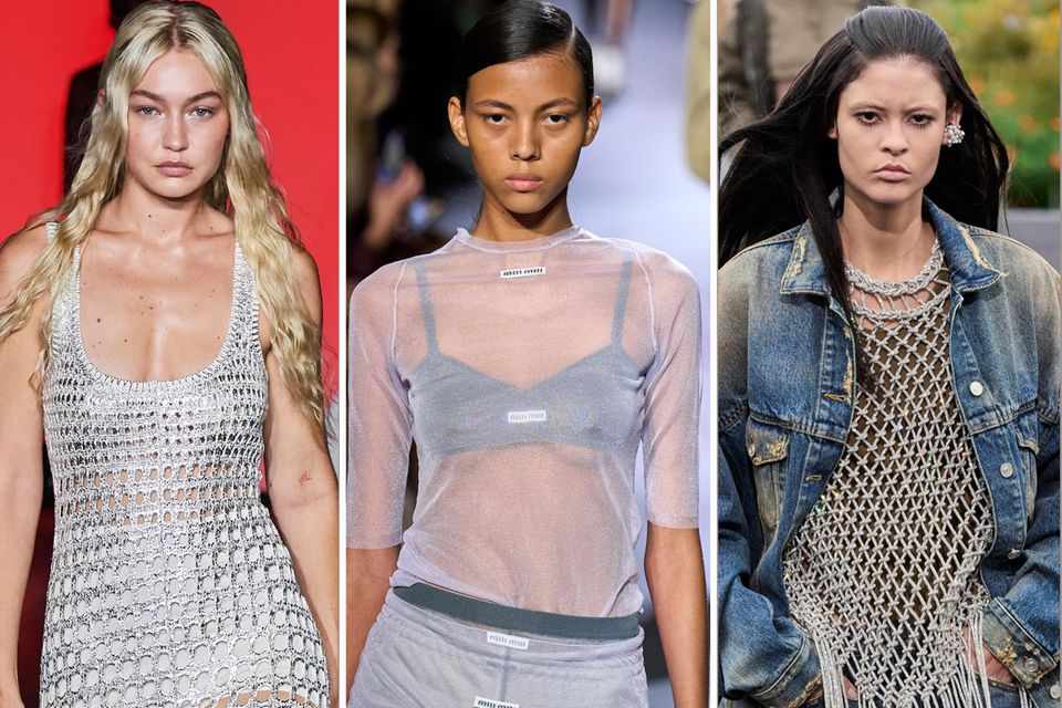 Mesh ist eines der coolsten Fashion-Trends 2023. Unter anderem gesehen bei: Chloé, Miu Miu und Givenchy. 