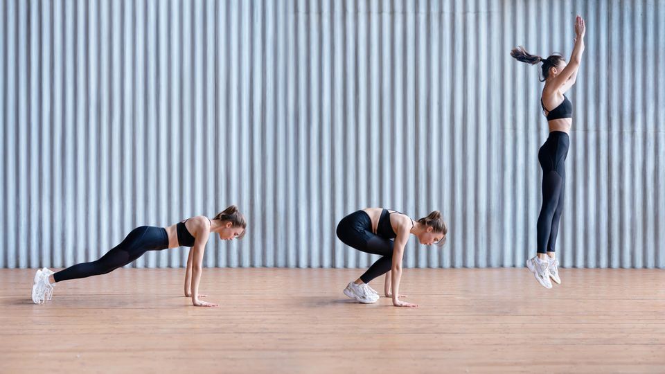 Frau mach Burpees