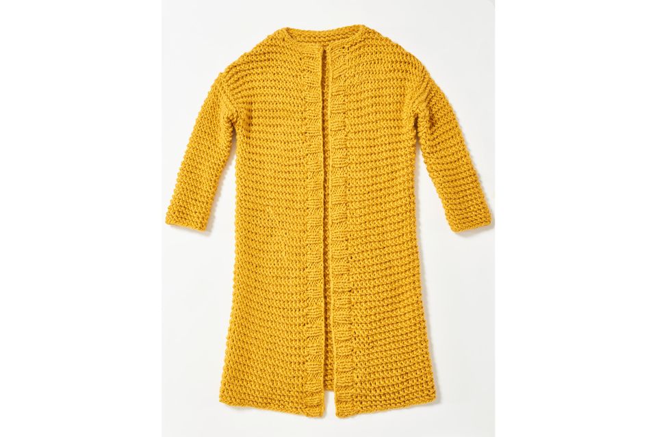 Gelben Mantel stricken: Gelber Mantel aus Wolle