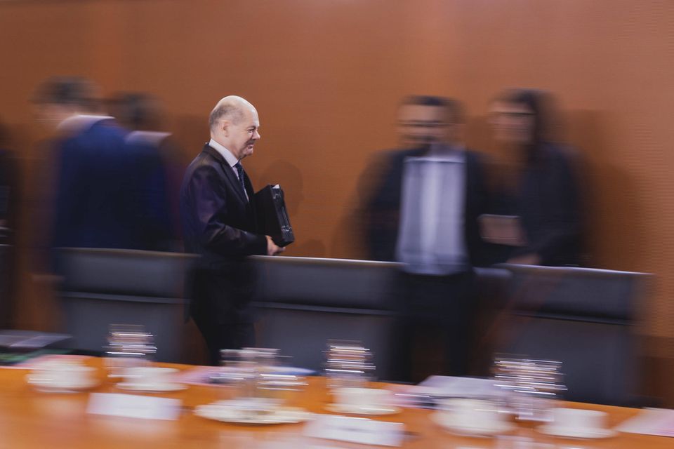 Bundeskanzler Olaf Scholz im Rahmen der wöchentlichen Sitzung des Kabinetts.