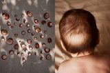 Mutterschaft: Kastanien im Sand und Babykopf
