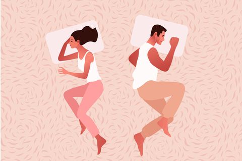 Paar liegt frustriert im Bett Illustration: 5 Tipps, wenn es dir schwerfällt, dich in einer Beziehung zu öffnen