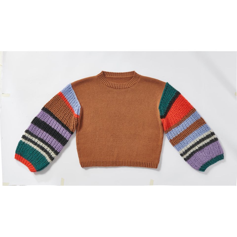 Pullover mit Streifenärmeln stricken: Pullover mit Streifenärmeln