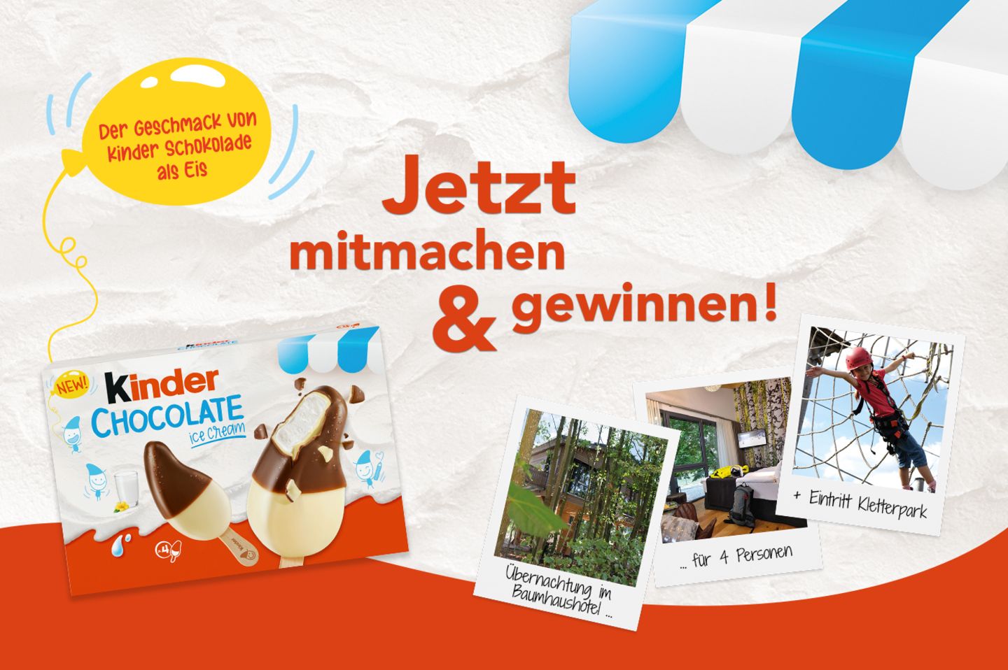 Gewinnspiel: kinder Schokolade Eis verlost Familien-Wochenende im Kletterpark