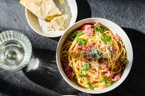 Spaghetti aglio e olio mit Salsiccia