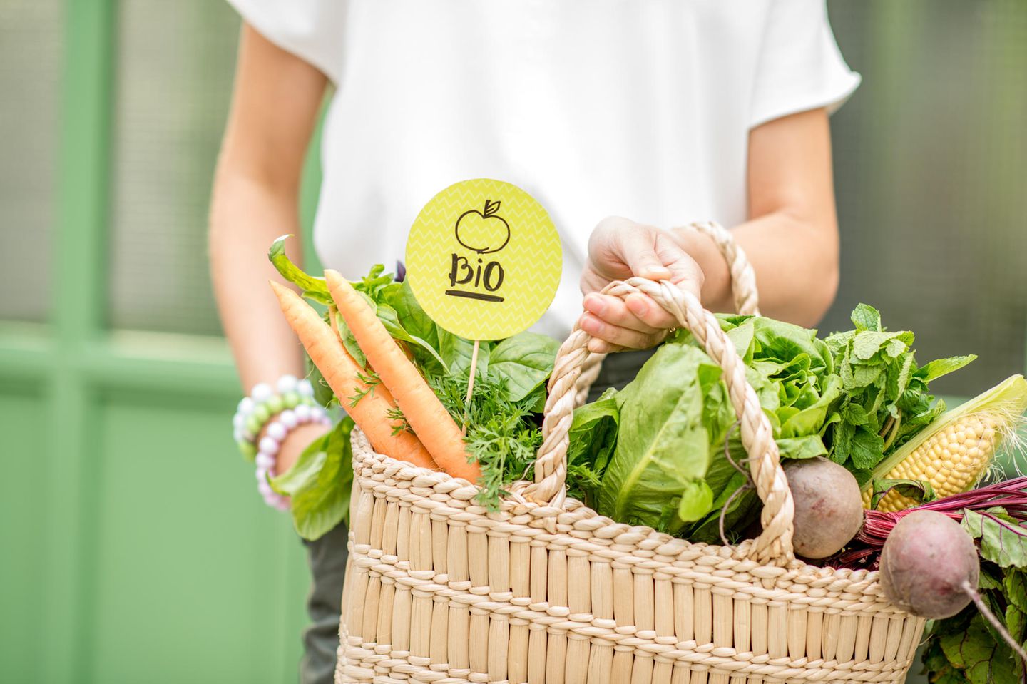 Tasche mit Bio-Lebensmitteln