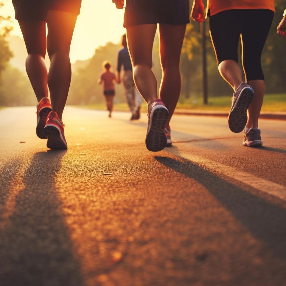 Abnehmen durch Joggen: Laufgruppe joggt zusammen