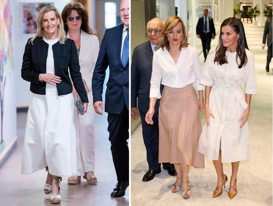 Herzogin Sophie und Königin Letizia in weißen Kleidern