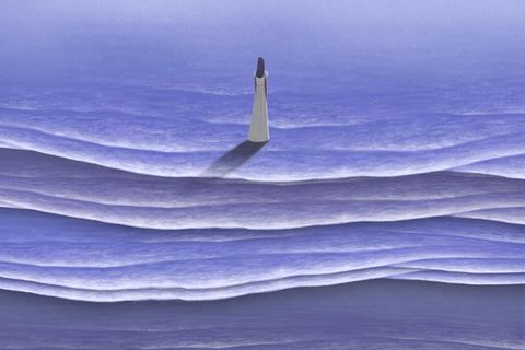 Frau steht im Meer (Zeichnung)