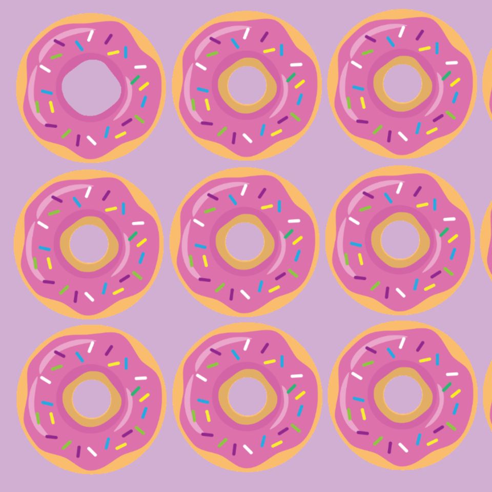 Snack-Suchbild: Welcher Donut hat einen kleinen Schönheitsfehler?