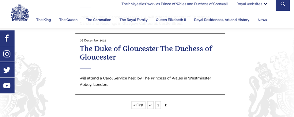 Terminkalender der Duchess of Gloucester