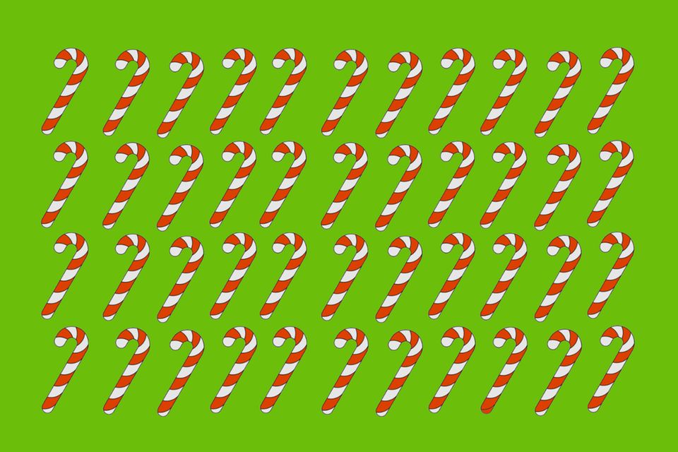 Weihnachts-Suchbild: Welche Zuckerstange ist anders als der Rest?