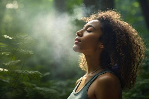 Frau meditiert im Wald: 5 Strategien, um deine Intuition zu stärken