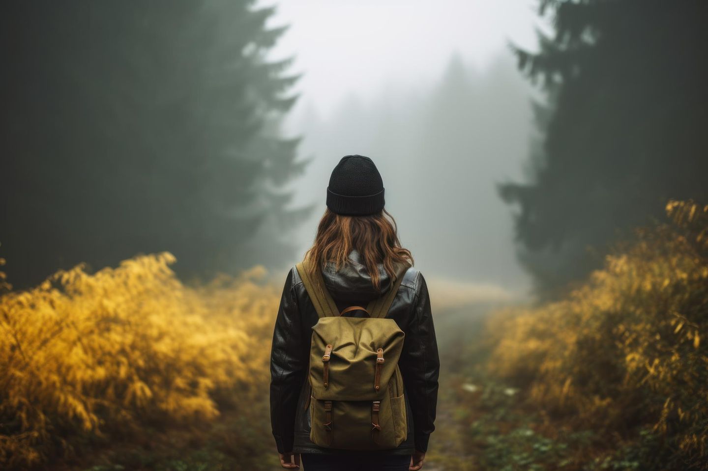 Frau steht am Waldweg: 4 Gewohnheiten von Menschen, die sich nicht von ihrer Angst überwältigen lassen
