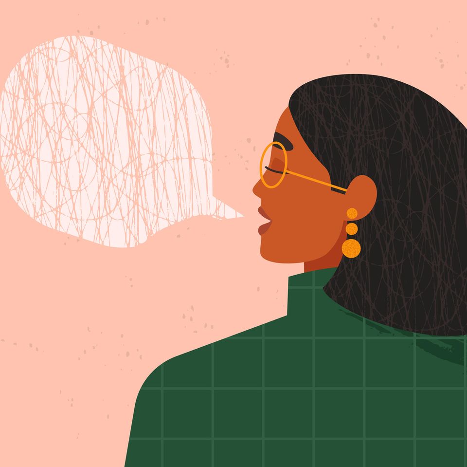 Kommunikation: Abbildung einer Frau mit Sprechblase